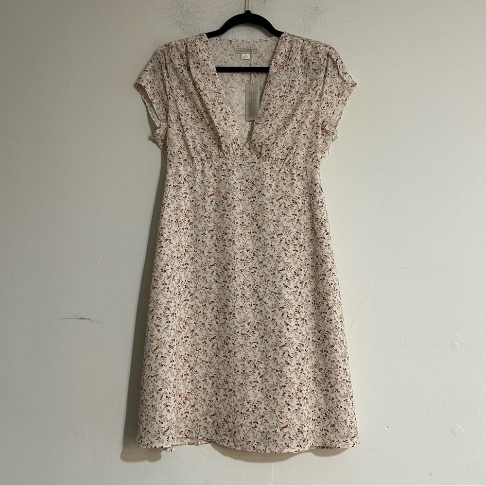 Outerknown Juniper Floral Print V-Neck Short Sleeve Mini Dress Size Small New